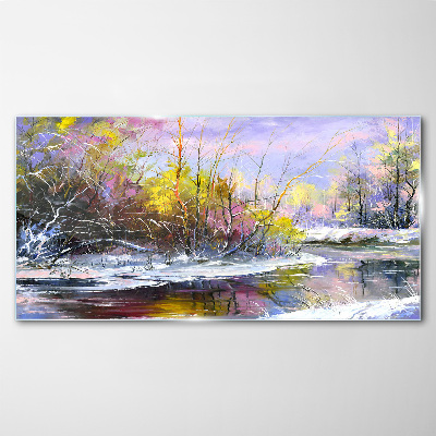 Obraz na Szkle zima drzewa rzeka przyroda