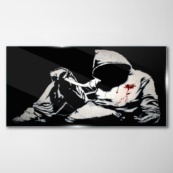 Obraz na Szkle Mężczyzna z nożem Banksy