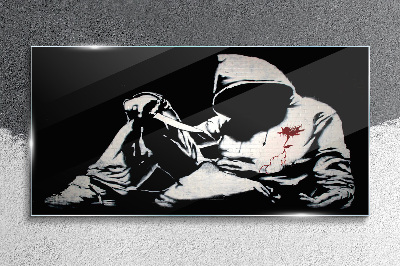 Obraz na Szkle Mężczyzna z nożem Banksy