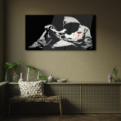 Obraz na Szkle Mężczyzna z nożem Banksy