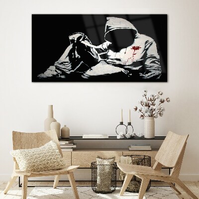 Obraz na Szkle Mężczyzna z nożem Banksy