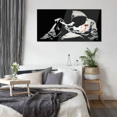 Obraz na Szkle Mężczyzna z nożem Banksy