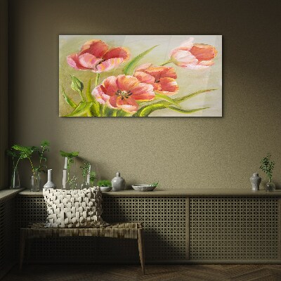 Obraz na Szkle Wiosenne tulipany w pastelowych odcieniach