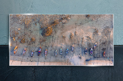 Obraz Szklany Spokojny port w świetle zachodu