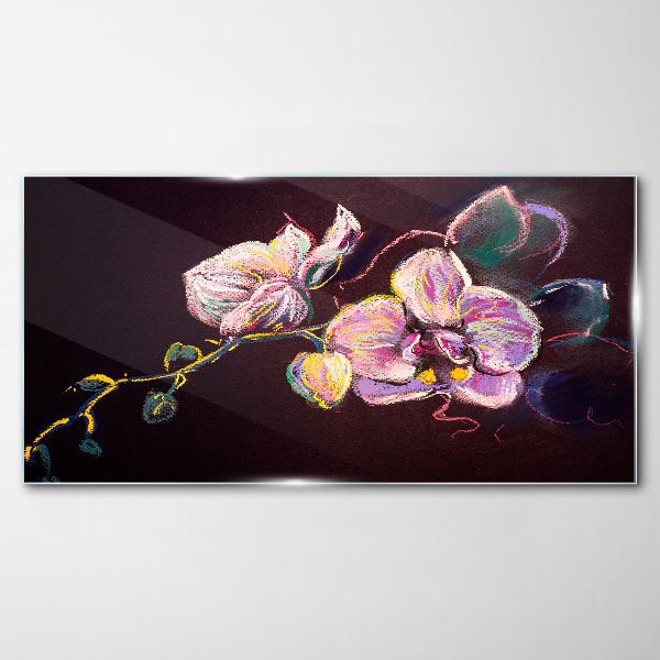 Obraz na Szkle Abstrakcja Kwiaty Liście