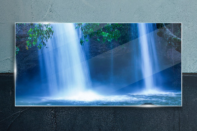 Obraz Szklany wodospad gałęzie woda