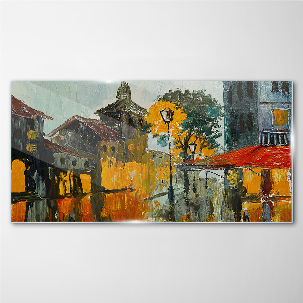 Obraz na Szkle Złota refleksja miejskiego krajobrazu