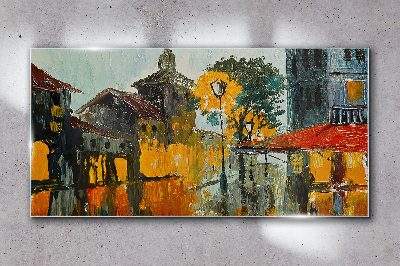Obraz na Szkle Złota refleksja miejskiego krajobrazu