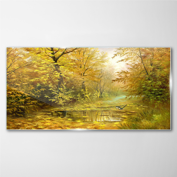 Obraz na Szkle las rzeka jesień przyroda