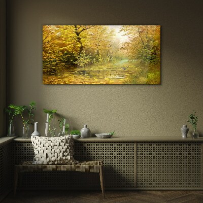 Obraz na Szkle las rzeka jesień przyroda