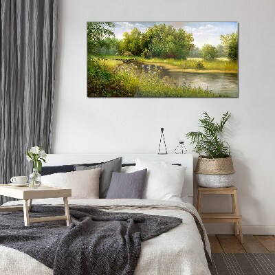 Obraz Szklany las rzeka przyroda