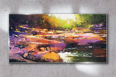 Obraz na Szkle Abstrakcja Rzeka las Przyroda
