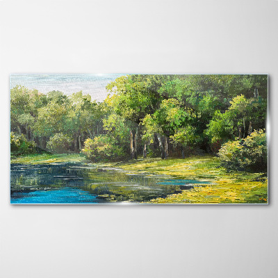 Obraz Szklany las jezioro krzewy przyroda