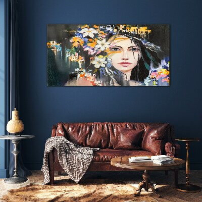 Obraz Szklany Abstrakcja Kobiety Kwiaty