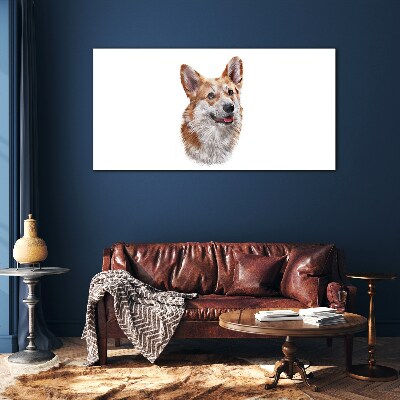 Obraz na Szkle Portret radosnego psa Corgi