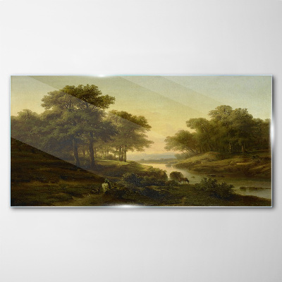 Obraz Szklany krajobraz rzeka las przyroda