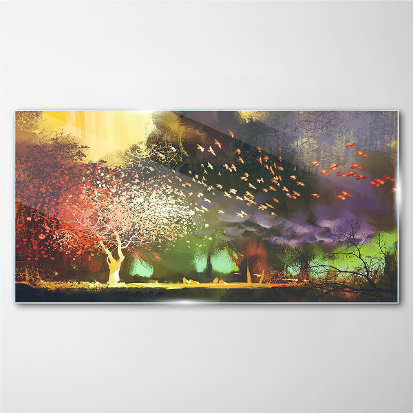 Obraz Szklany Abstrakcja Drzewa Chmury