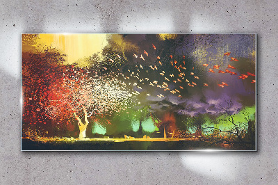 Obraz Szklany Abstrakcja Drzewa Chmury