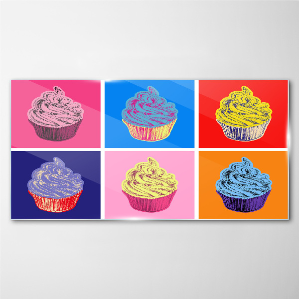 Obraz Szklany Kolorowe muffinki w stylu pop-art