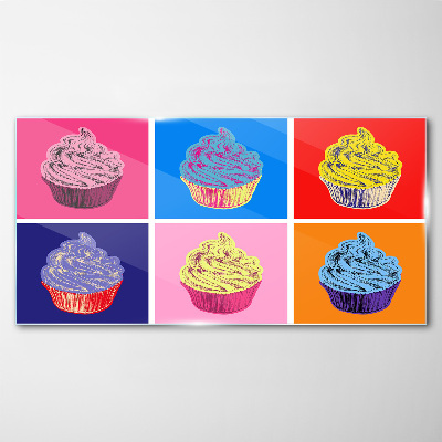 Obraz Szklany Kolorowe muffinki w stylu pop-art