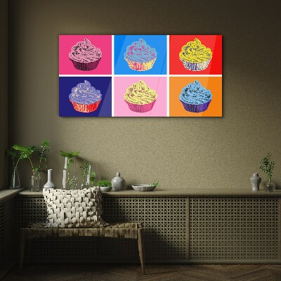 Obraz Szklany Kolorowe muffinki w stylu pop-art