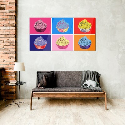 Obraz Szklany Kolorowe muffinki w stylu pop-art