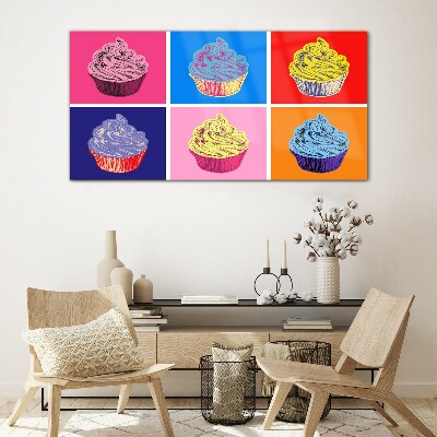 Obraz Szklany Kolorowe muffinki w stylu pop-art