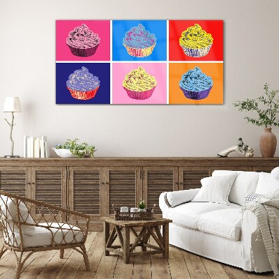 Obraz Szklany Kolorowe muffinki w stylu pop-art
