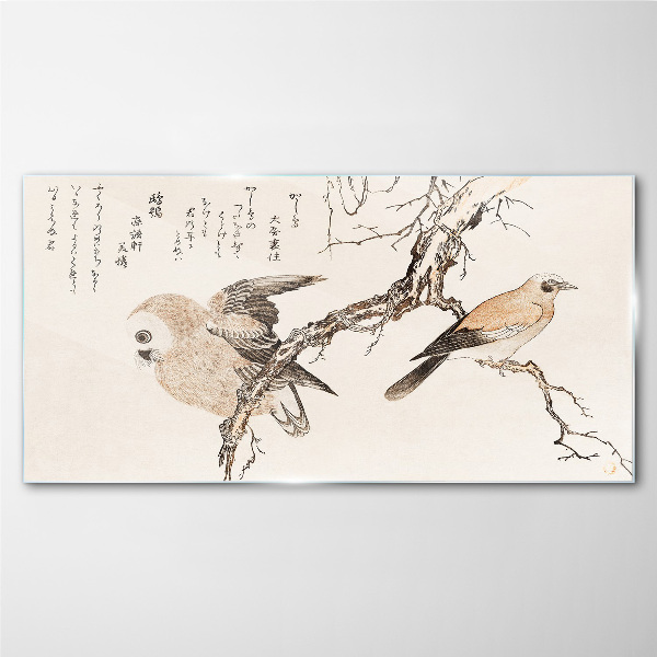 Obraz Szklany Azja Oddziały Zwierzęta Ptaki