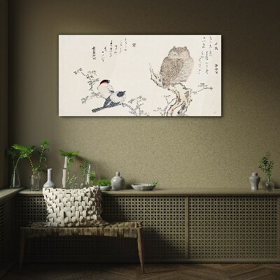 Obraz na Szkle Gałąź Zwierzęta Ptaki Sowa