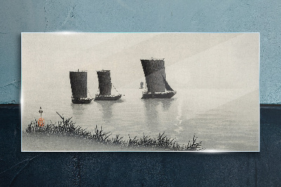 Obraz na Szkle Spokojny port w szarościach