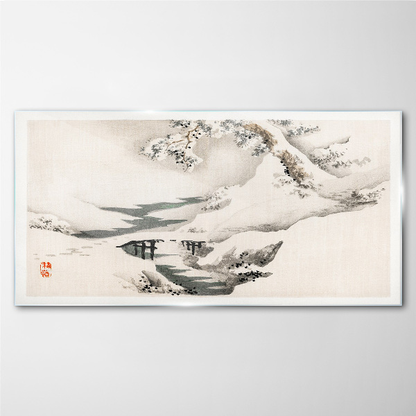 Obraz Szklany Zima Drzewo Śnieg Rzeka
