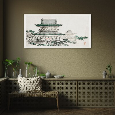 Obraz Szklany Azjatycki Tradycyjny Budynki