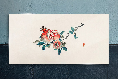 Obraz na Szkle Azjatycki Kwiaty Owoce Gałąź