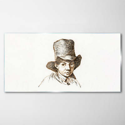 Obraz na Szkle Portret w kapeluszu