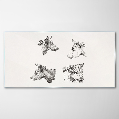 Obraz Szklany Rysunek Zwierzęta Krowy