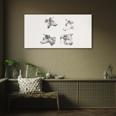 Obraz Szklany Rysunek Zwierzęta Krowy