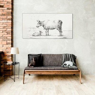 Obraz na Szkle Rysunek zwierzę krowy cielę