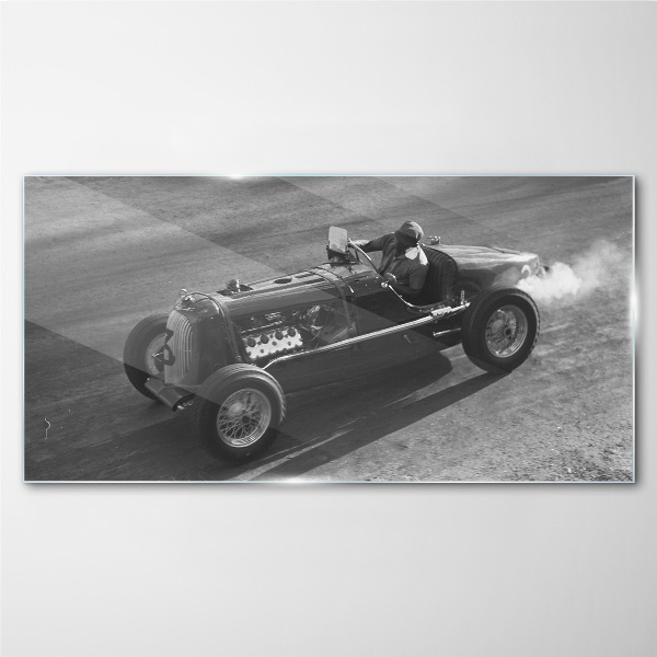 Obraz Szklany Samochód wyścigi Czarno-Biały