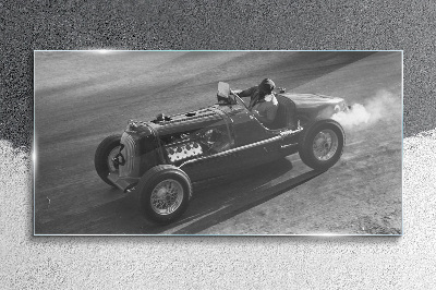 Obraz Szklany Samochód wyścigi Czarno-Biały