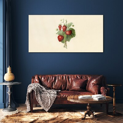 Obraz na Szkle owoce truskawki liście
