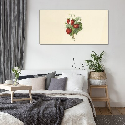 Obraz na Szkle owoce truskawki liście