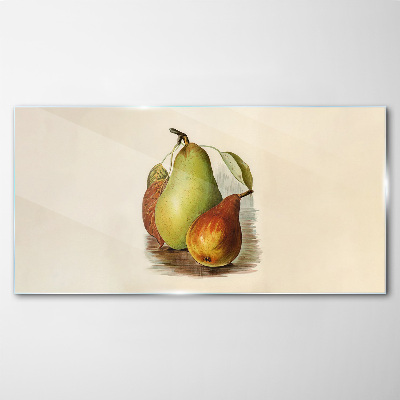 Obraz Szklany owoce gruszki liście