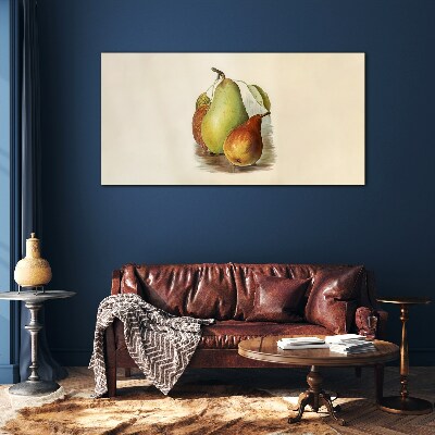 Obraz Szklany owoce gruszki liście