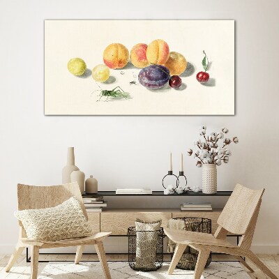 Obraz na Szkle Owoce Wiśnie Brzoskwinie