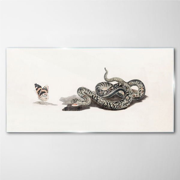 Obraz na Szkle Rysunek Zwierzę Wąż Motyl