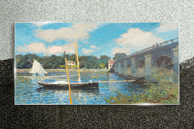 Obraz Szklany Most Rzeka Łodzie Monet