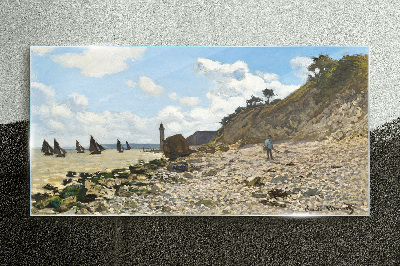Obraz na Szkle Łodzie Przy Plaży Monet