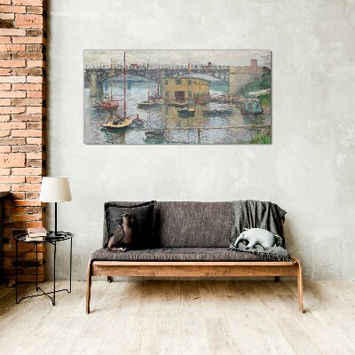 Obraz na Szkle Spokojny port w pastelowych barwach
