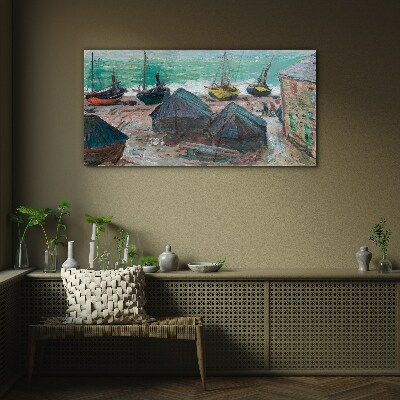 Obraz Szklany Łodzie na plaży Monet